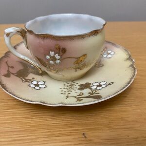 Pink and Gold Ceramic Art Teacup Set